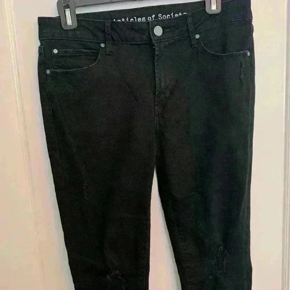 Articles of Society Black jeans Sarah Cut Off Hem Athens Destroyed Skinny sz 30 - Picture 4 of 11